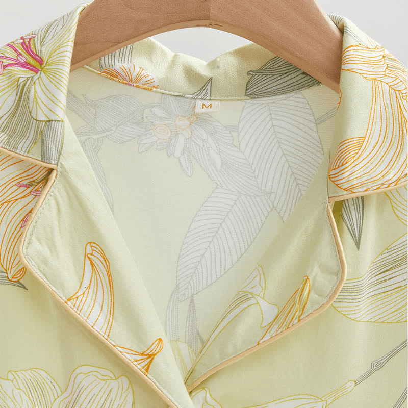 Ownkoti Lily Blossom Breathable V-Neck Short Loungewear for Comfort and Style