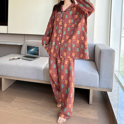 Ownkoti Plus Size Cozy Bear Cotton Lounge Set for Comfortable Everyday Wear