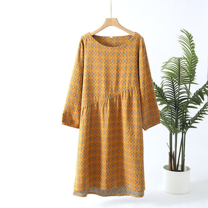 Ownkoti Women's Floral Round Neck Soft Cotton Sleep Dress - Comfortable and Elegant Nighttime Companion