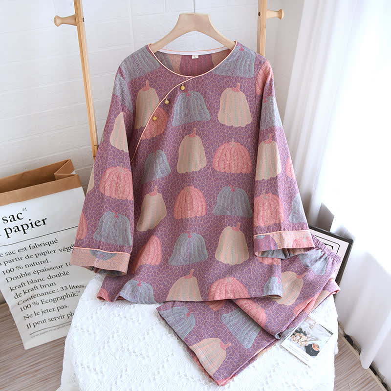 Pure Cotton Rural Pumpkin Style Pajama Set, Comfortable and Soft, Casual and Fashionable