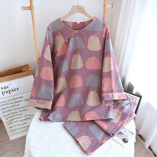 Pure Cotton Rural Pumpkin Style Pajama Set, Comfortable and Soft, Casual and Fashionable