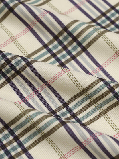 Men's plaid velvet striped shirt with long sleeves and buttons