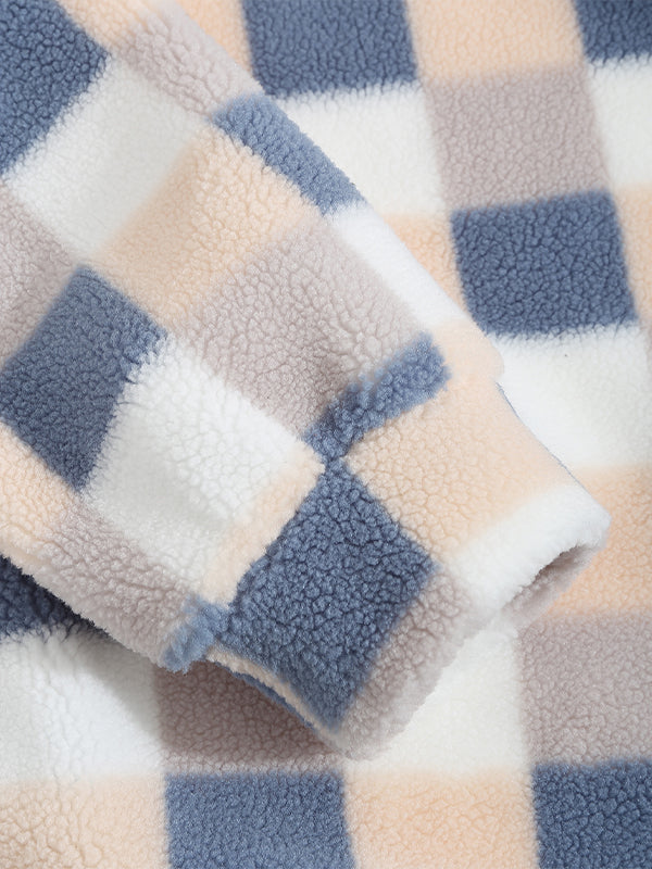 Casual Classic Plaid Outfit for Men with Plush Faux Fur Jacket and Corduroy Pants