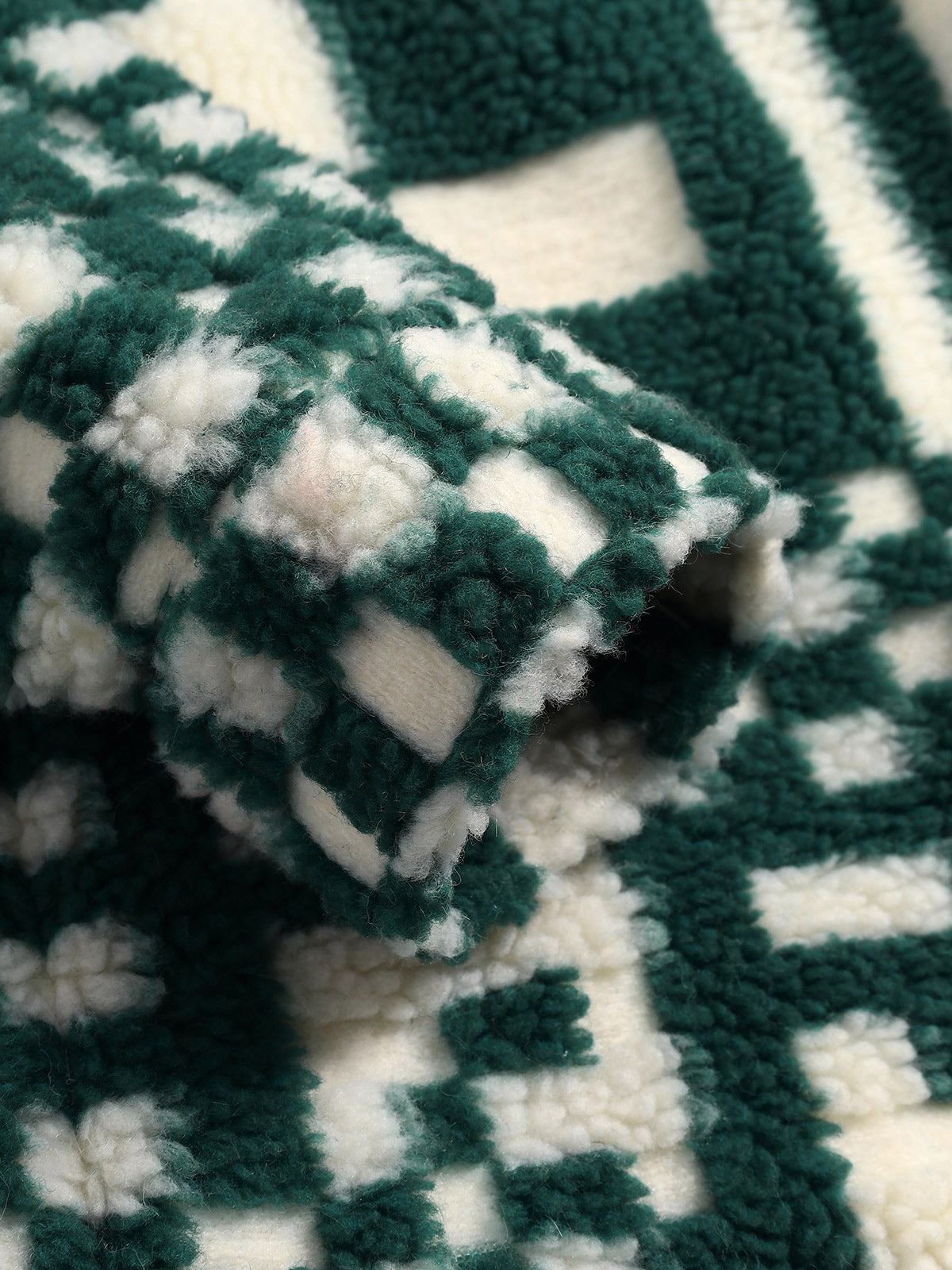 Men's Stylish Irregular Plaid Fluffy Faux Fur Casual Shirt Jacket