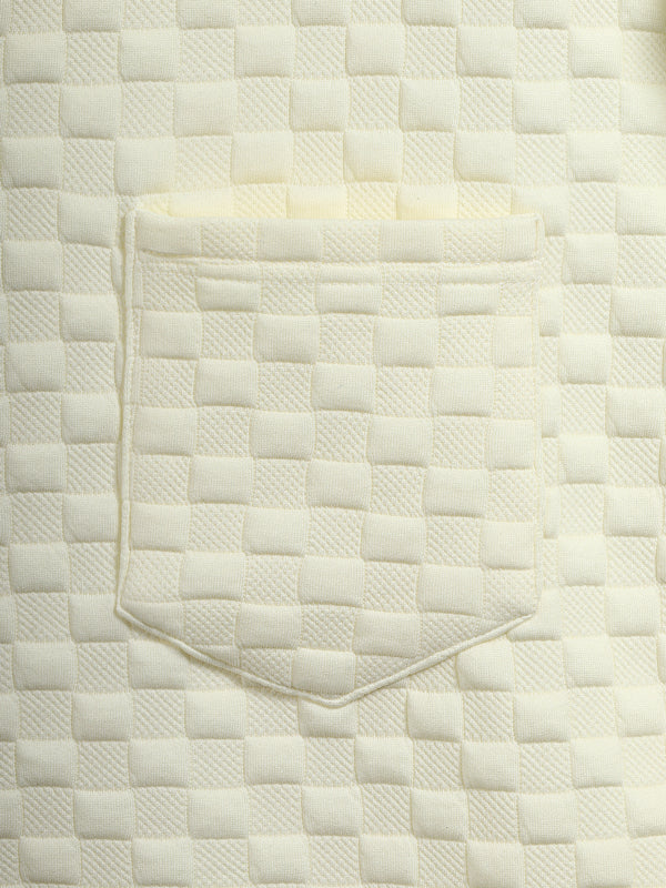 Men's Classic Solid Color Plaid Texture Button-Up Shirt Jacket