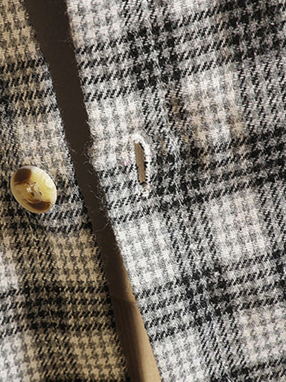 Men's Casual Plaid Shirt with Elegant Collar