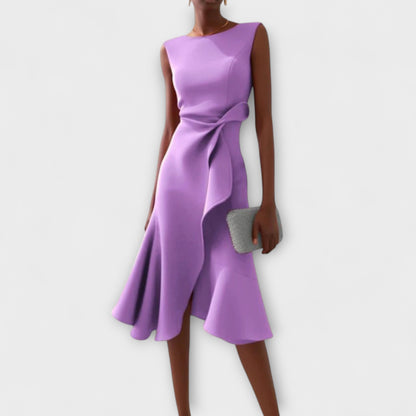 Avero | Asymmetric Draped Midi Dress