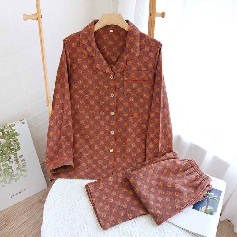 Original Ownkoti Relaxation Set Made of 100% Cotton with Jacquard Daisy Pattern — Comfort and Style in One