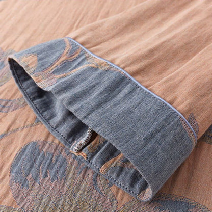 Ownkoti Magnolia Jacquard Cotton Sleepwear - Comfortable Short Nightdress for Women