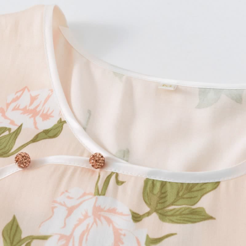 Ownkoti Women's Nightdress with Pink Floral Pattern, Soft and Breathable