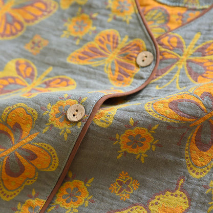 Summer Elegant Cotton Butterfly Shorts Set for Relaxation