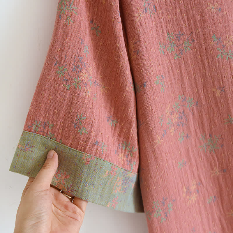 Ownkoti Women's Natural Floral Pattern V-Neck Soft Cotton Nightwear