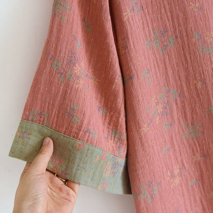 Ownkoti Women's Natural Floral Pattern V-Neck Soft Cotton Nightwear