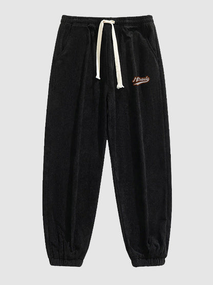 Men's Classic Checkered Fleece Jacket + Basic T-Shirt + Corduroy Pants Casual Suit