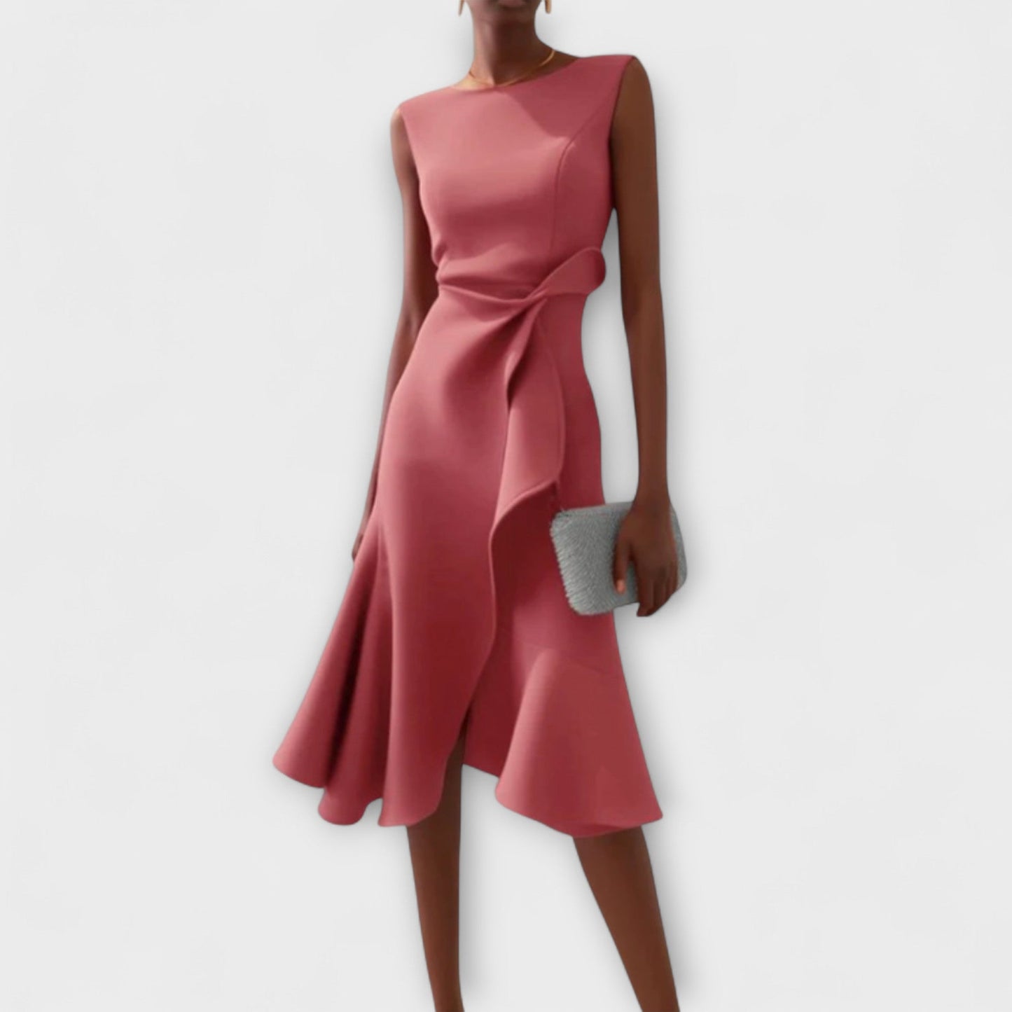 Avero | Asymmetric Draped Midi Dress