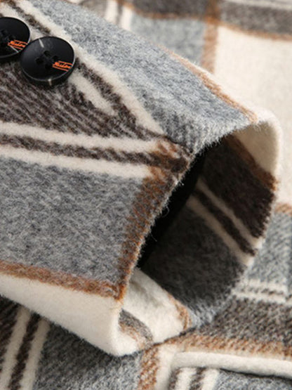 Elegant Plaid Wool Blend Blazer