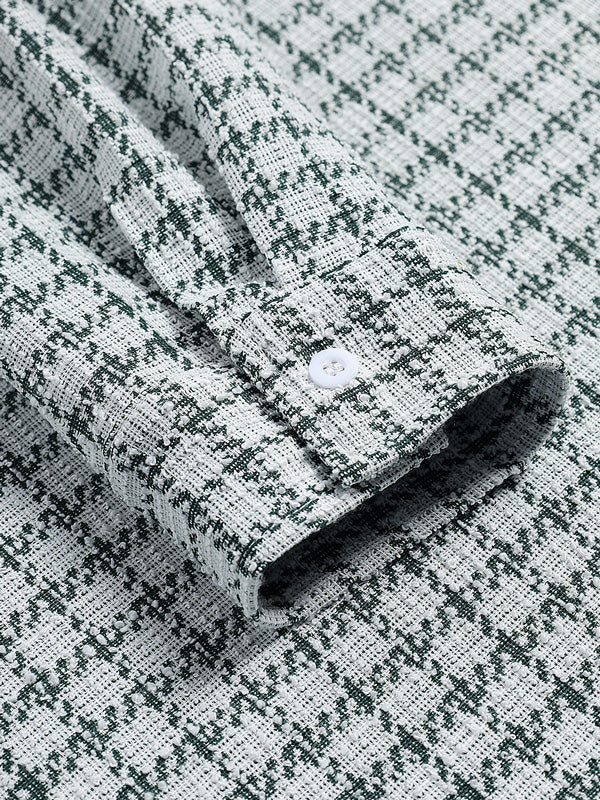 Casual Men's Plaid Shirt with Tucked Texture and Scottish Pattern Long Sleeves