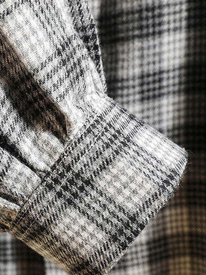 Men's Casual Plaid Shirt with Elegant Collar