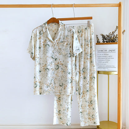 Rustic Charm Satin Pajama Set for Comfortable Nighttime Wear