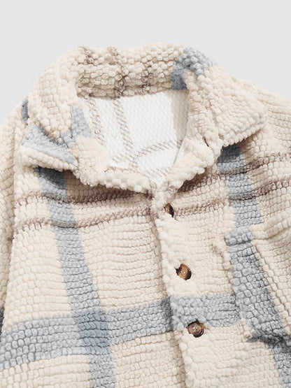 Vintage Plaid Faux Fur Jacket for Men