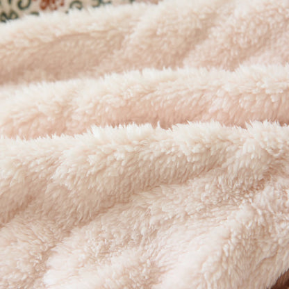 Ownkoti Vintage Style Embroidered Plush Fleece Pajama Set for Cozy Comfort