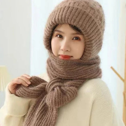 Women’s Windproof Fleece-Lined Hat and Scarf with Ear Protection