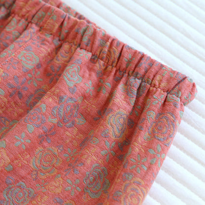 Ownkoti Elegance Rose Flower Cotton Pajama Set for Comfortable Nightwear