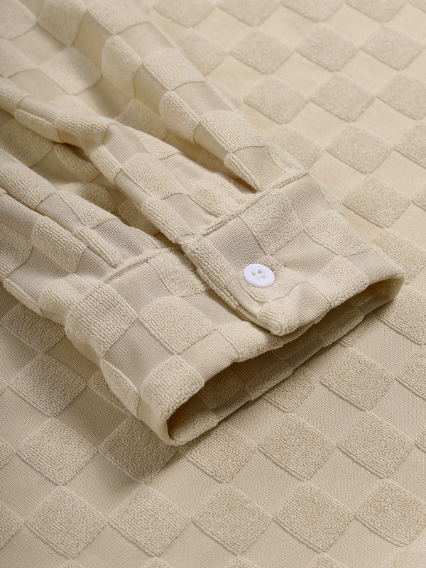 Men's Casual Tartan Fabric Terry Long Sleeve Shirt