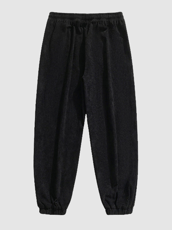 Men's Classic Checkered Fleece Jacket + Basic T-Shirt + Corduroy Pants Casual Suit