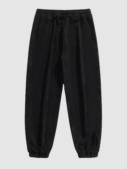 Men's Classic Checkered Fleece Jacket + Basic T-Shirt + Corduroy Pants Casual Suit