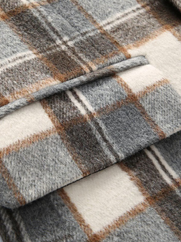 Elegant Plaid Wool Blend Blazer