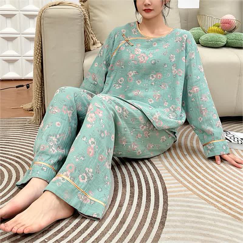 Ownkoti Plus-Size Peony Cotton Pajama Set for Comfortable and Stylish Lounging