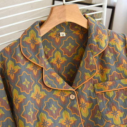 Ownkoti Elegant Cotton Loungewear Set with Flower-Shaped Diamond Embroidery