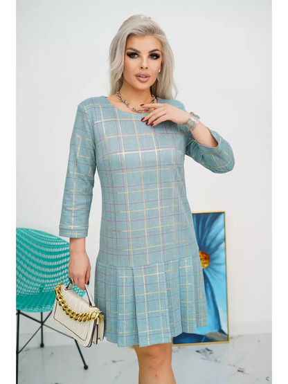 Women’s Checked A-Line Pleated Dress
