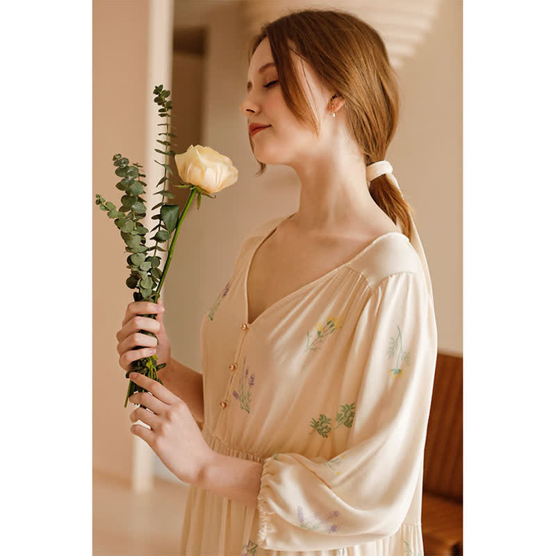 Ownkoti Charming Rural Style Satin Nightwear for Maximum Comfort