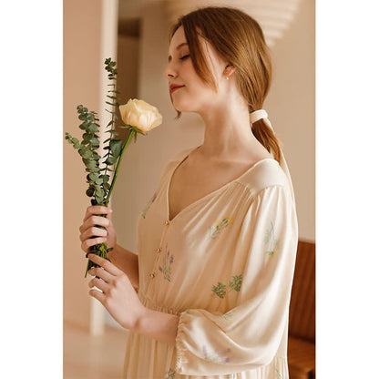 Ownkoti Charming Rural Style Satin Nightwear for Maximum Comfort
