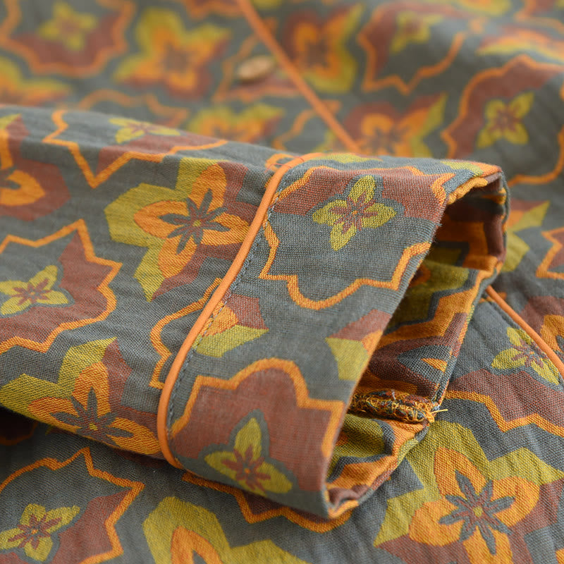 Ownkoti Elegant Cotton Loungewear Set with Flower-Shaped Diamond Embroidery