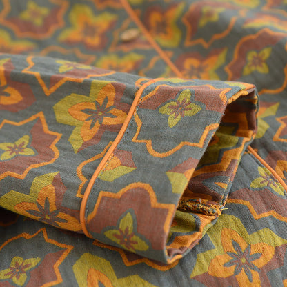 Ownkoti Elegant Cotton Loungewear Set with Flower-Shaped Diamond Embroidery