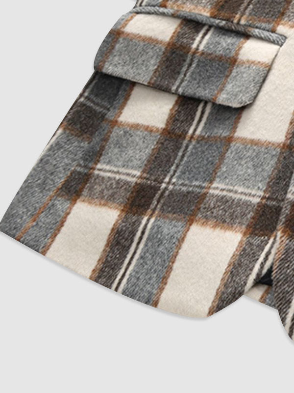 Elegant Plaid Wool Blend Blazer