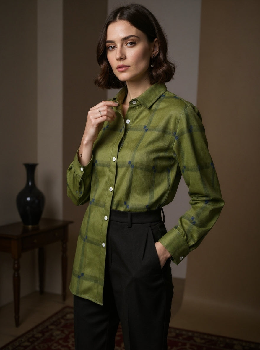 Women's Casual Contrast Retro Plaid Sweater