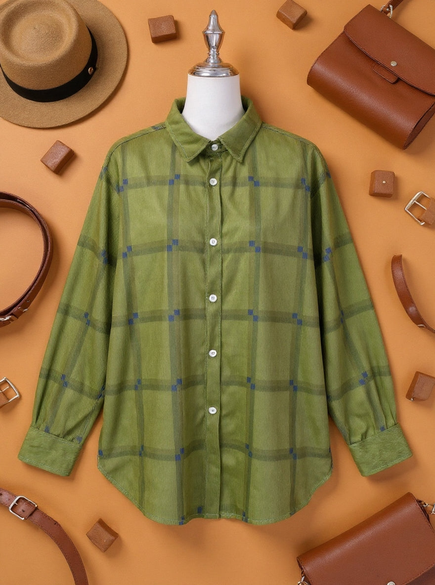 Women's Casual Contrast Retro Plaid Sweater