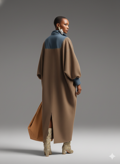 Casual Long Tweed and Blue Denim Dress