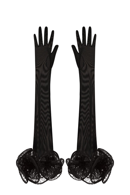 Beaded Tulle Gloves