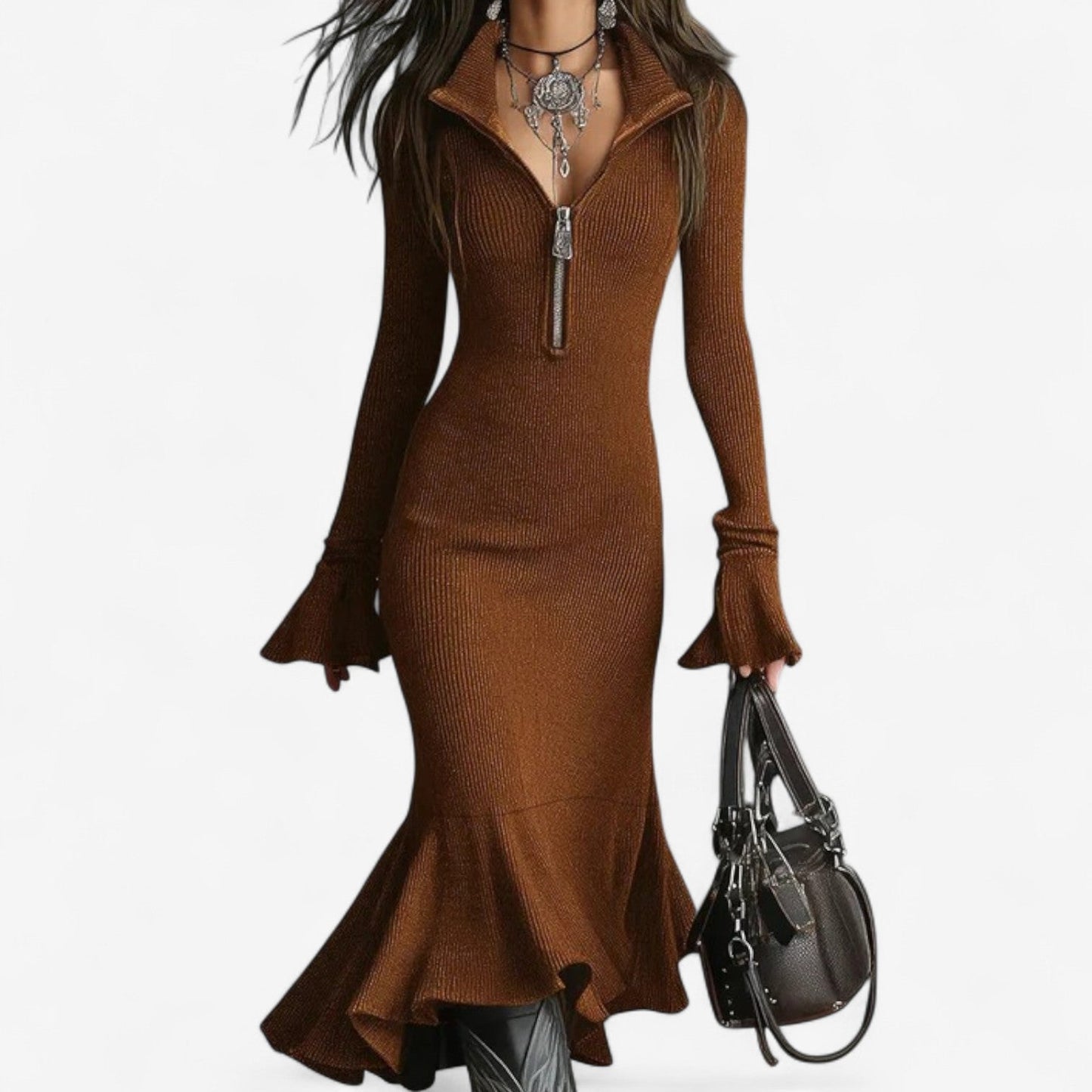 Maud™ Elegant Zip-up Dress