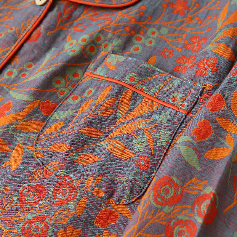 Ownkoti Vintage Leaf Cotton Lounge Set for Stylish Comfort