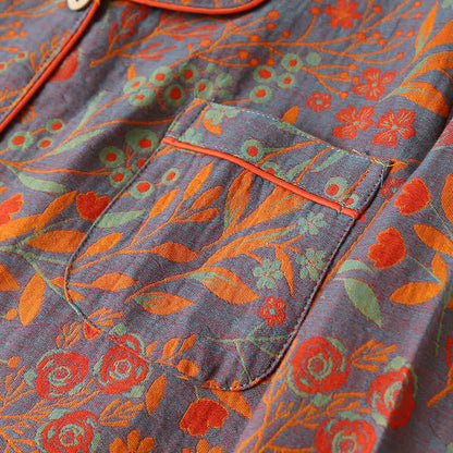 Ownkoti Vintage Leaf Cotton Lounge Set for Stylish Comfort