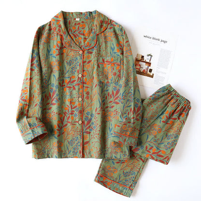 Ownkoti Vintage Leaf Cotton Lounge Set for Stylish Comfort