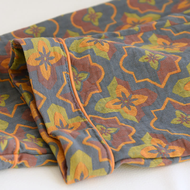 Ownkoti Elegant Cotton Loungewear Set with Flower-Shaped Diamond Embroidery