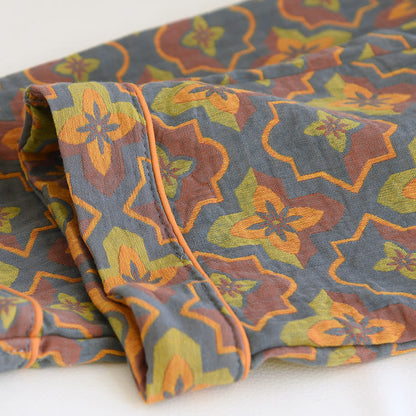 Ownkoti Elegant Cotton Loungewear Set with Flower-Shaped Diamond Embroidery