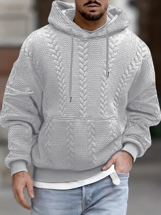 Men's Casual Knit Hoodie Sweater with Front Pocket
